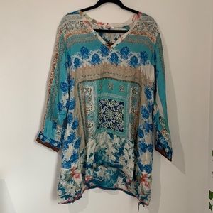Johnny Was Silk Patchwork Tunic Top
